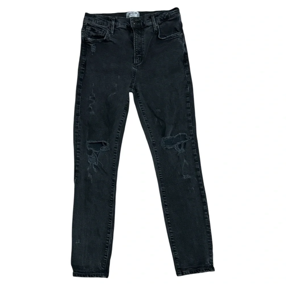 Agolde Sophie High Rise Skinny Crop Jeans Temple Black Size 27